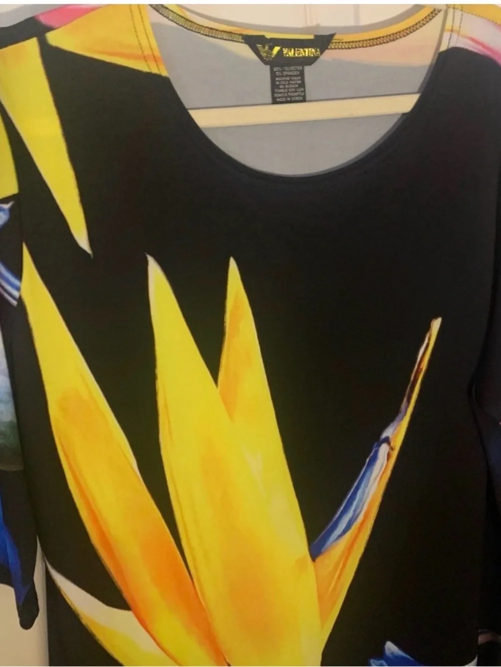 Valentino Black Midi Dress with Yellow Floral Graphic - Picture 6 of 8